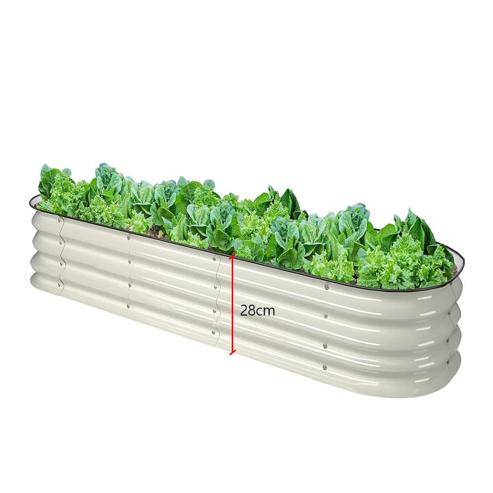 28 cm Tall Outdoor Metal Raised Garden Bed Durable Galvanized Cold Rolled Steel Planter Box for Vegetables Flowers F
